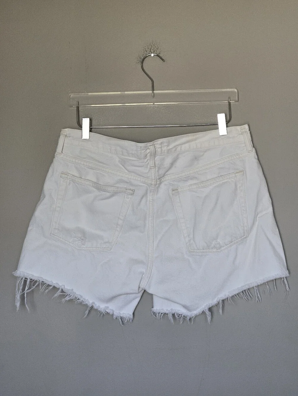 Agolde Parker Long Cut Off Shorts White Size 31